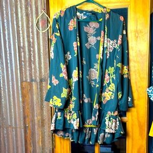 ZARA Dark Brown Floral Open Jacket, Size S
